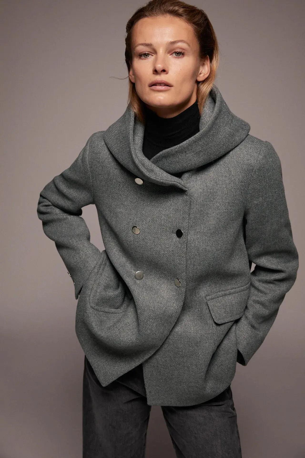 Abrigo cuello envolvente zara sales