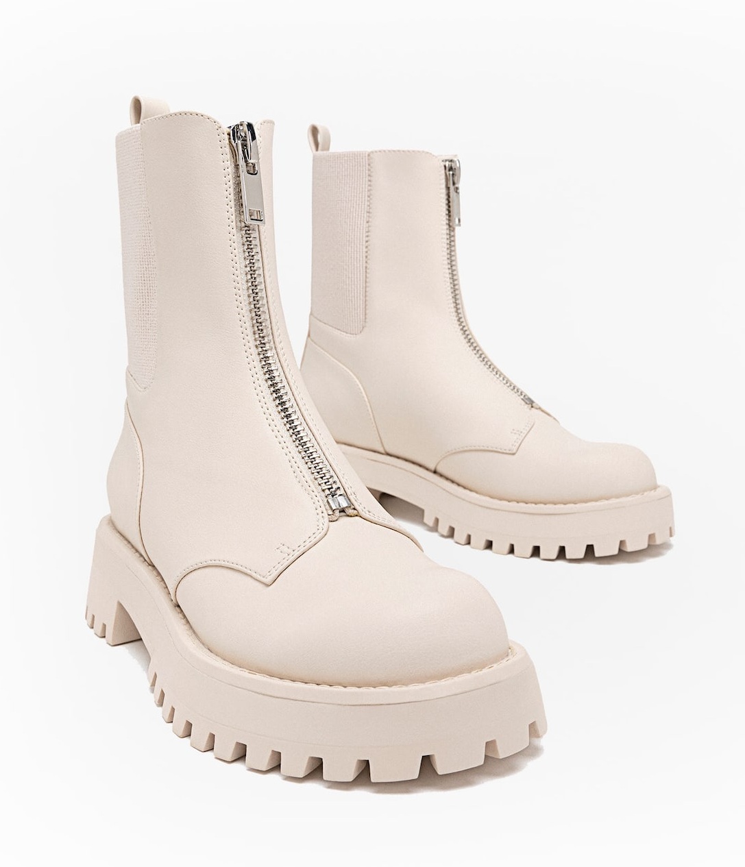 botines planos cremallera frontal 
