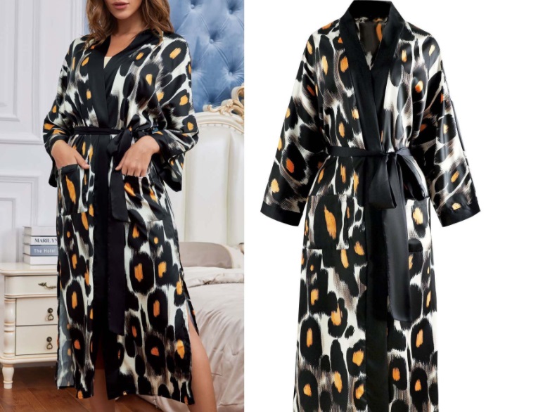 kimono satén leopardo