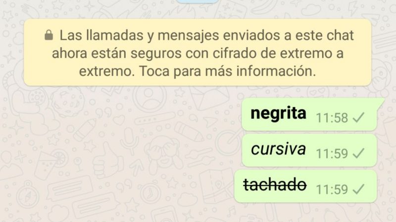Whatsapp Cambiar el formato del texto