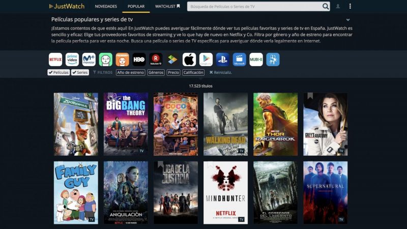 Cómo usar JustWatch para buscar películas o series de Netflix o HBO