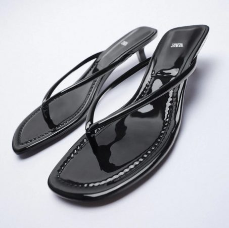 sandalia tacon tiras charol zara