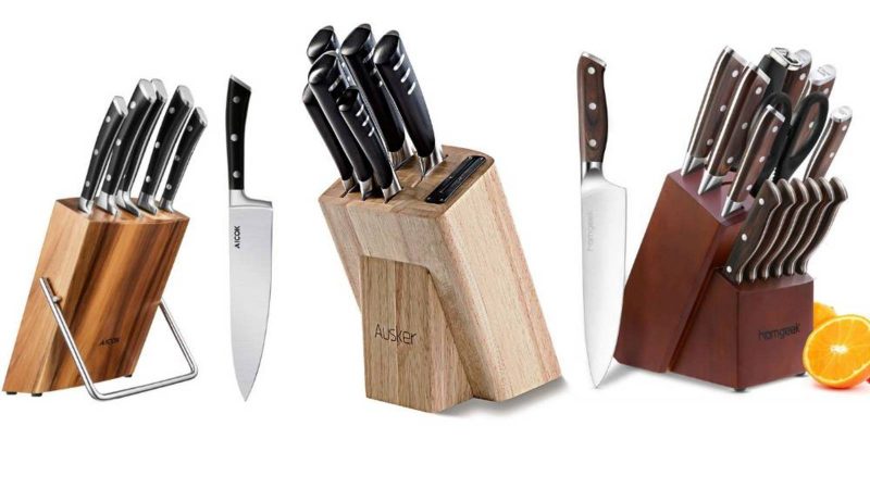 Los cuchillos con mango de madera o de acero templado