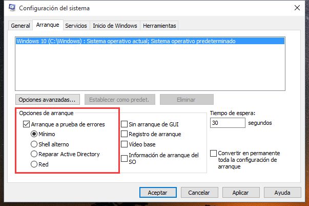 Iniciar el modo seguro de Windows
