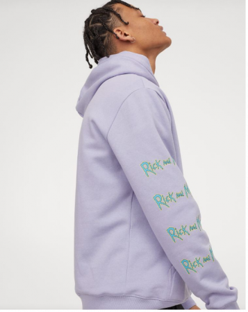 Screenshot 2021 04 09 Sudadera Regular Fit Lila claro Rick y Morty HOMBRE H M ES Merca2.es