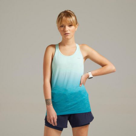 Camiseta sin mangas kiprun care mujer verde sujetador integrado Decathlon