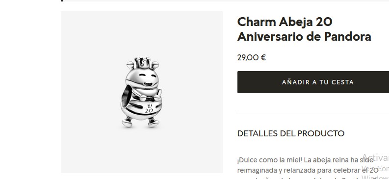 Charm Abeja 20 Aniversario- Pandora