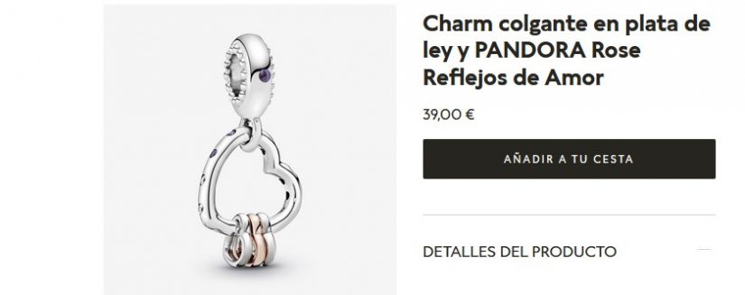 El Charm colgante en plata de ley y Pandora Rose