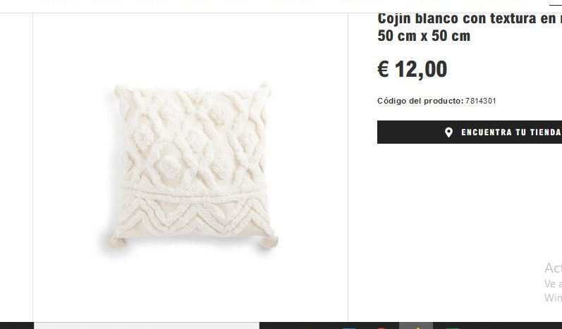 Cojín blanco con textura en relieve- Primark