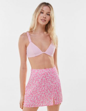 Falda mini print abertura- Bershka