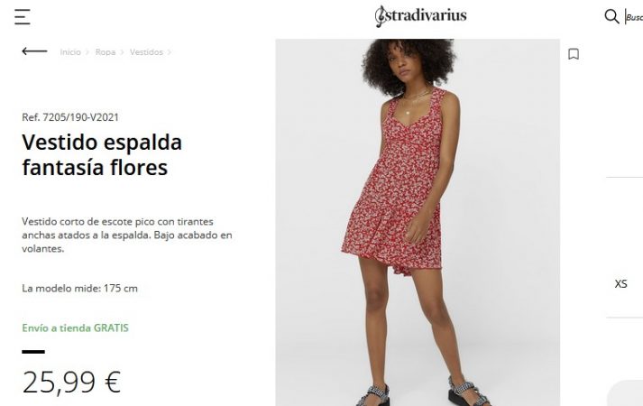 Vestido espalda fantasía flores- Stradivarius