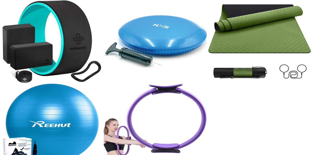 Dokpav Kit de Accesorios para Pilates Set de 5 Bandas Elásticas