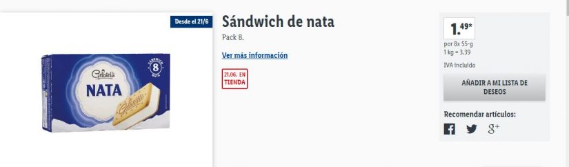 Sandwid de nata Lidl