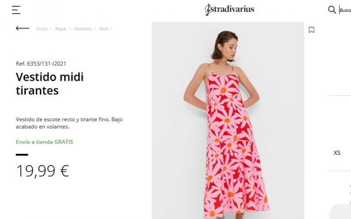 Vestido midi tirantes- Stradivarius