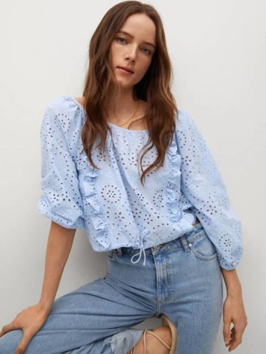 Blusa bordado suizo Mango