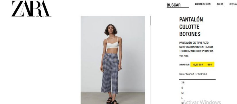 Pantalón culotte botones- Zara