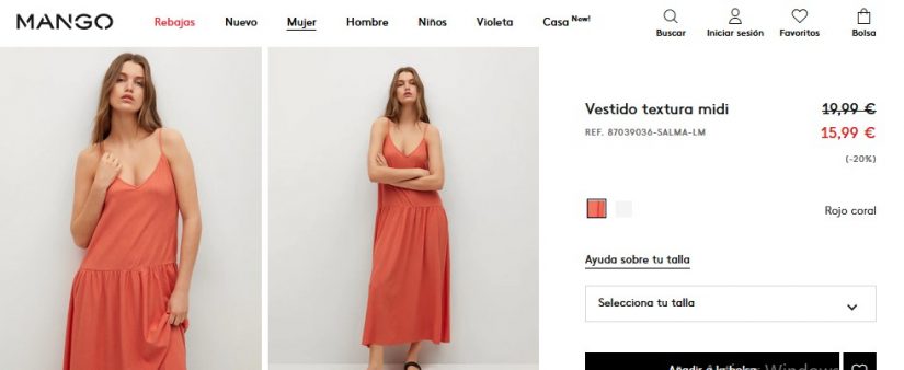 Vestido textura midi- Mango