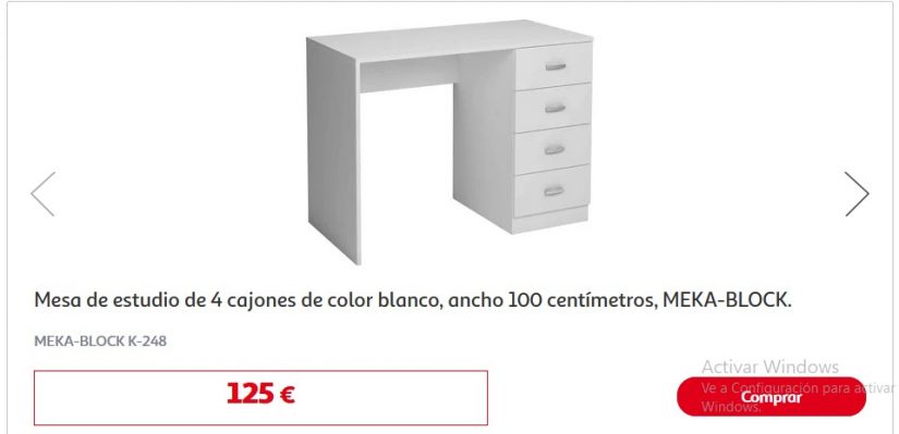 La mesa de estudio de 4 cajones de color blanco