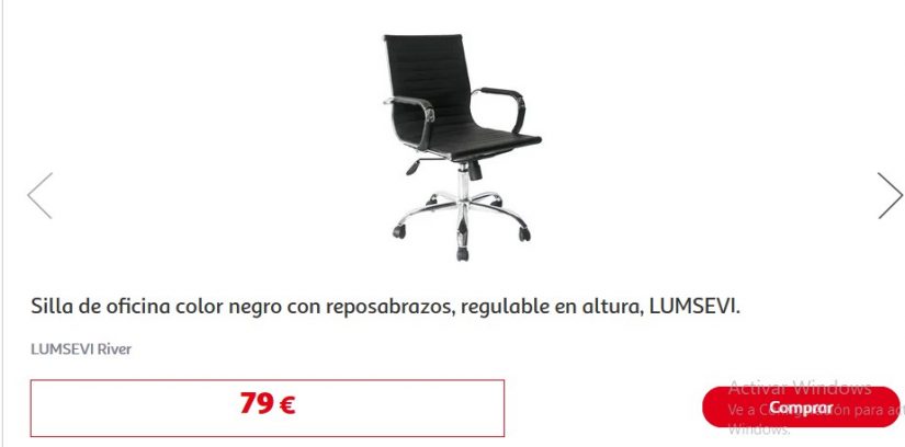 Silla de oficina color negro con reposabrazos- Alcampo