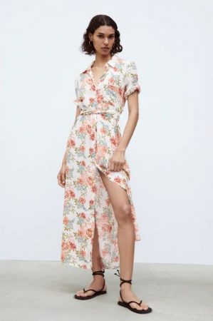 VESTIDO ESTAMPADO FLORES Zara