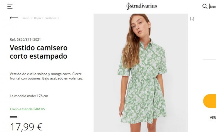 Vestido camisero corto estampado- Stradivarius