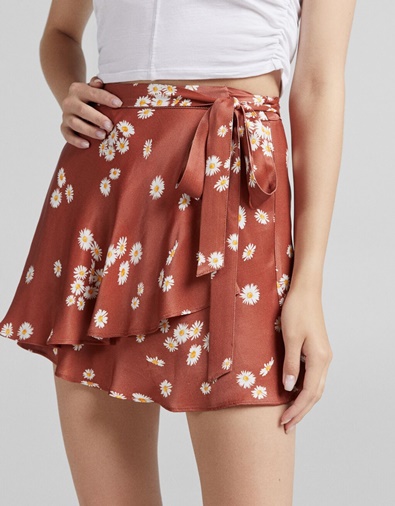 Falda estampado floral Bershka 