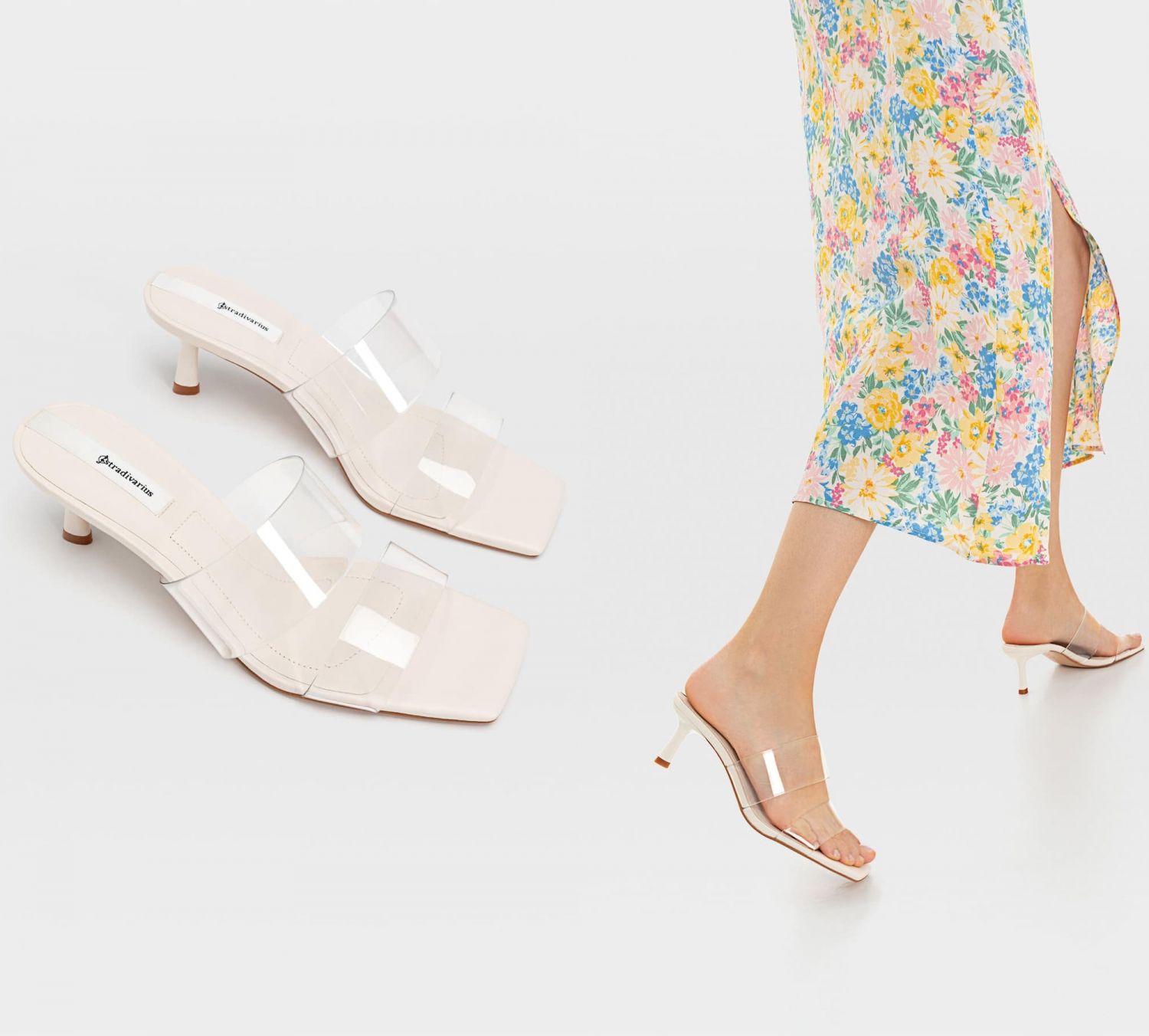 sandalias doble tira transparentes