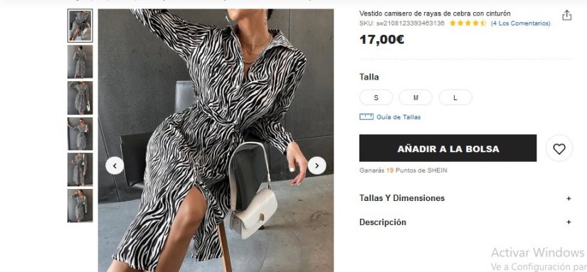 Vestido camisero de rayas de cebra con cinturón