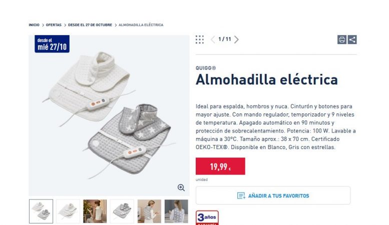 Almohadilla eléctrica