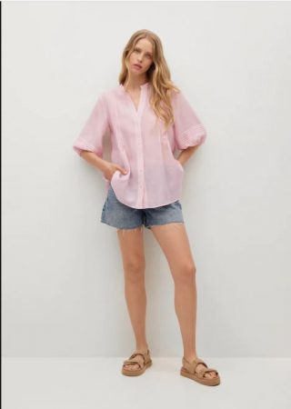 Blusa detalles plisados Mango