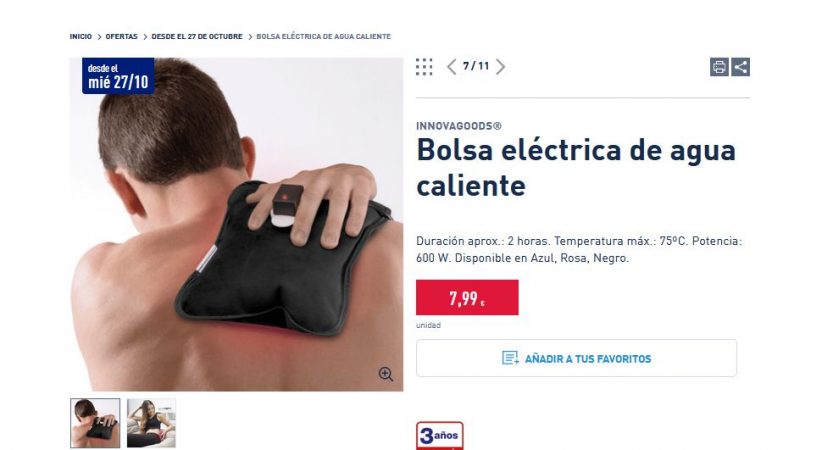 Bolsa eléctrica de agua caliente- Aldi