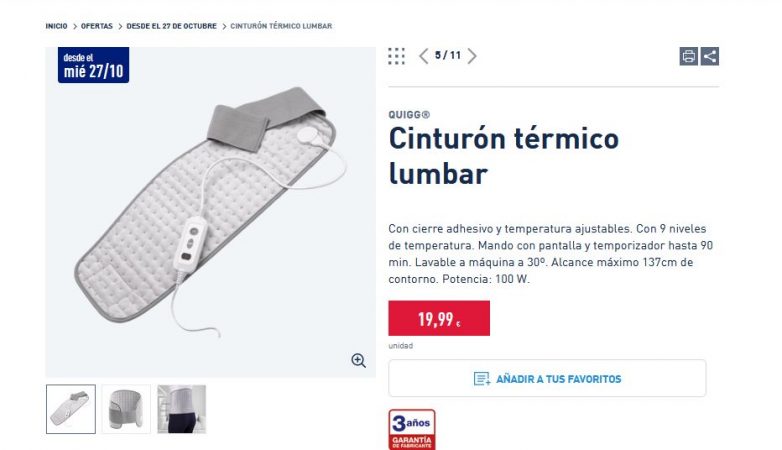 Cinturón térmico lumbar