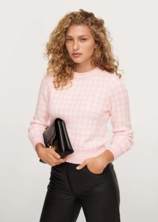 Jersey punto cuadros Mango