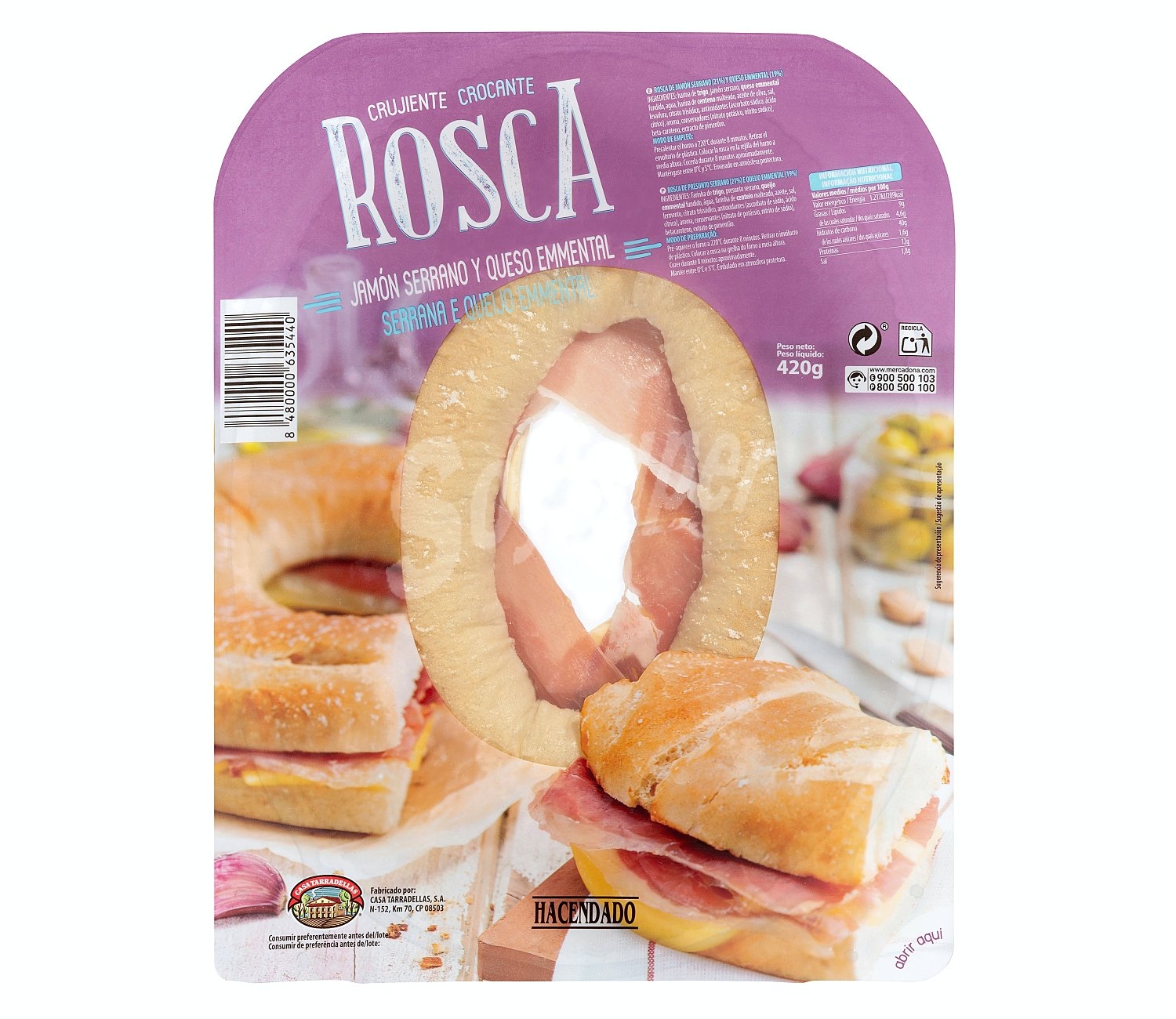 rosca de jamón y queso de Mercadona