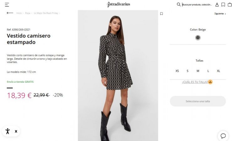 Vestido camisero estampado- Stradivarius