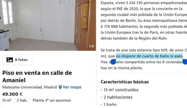 Un loft en el centro de Madrid sin baño y de 12 metros puede ser tuyo