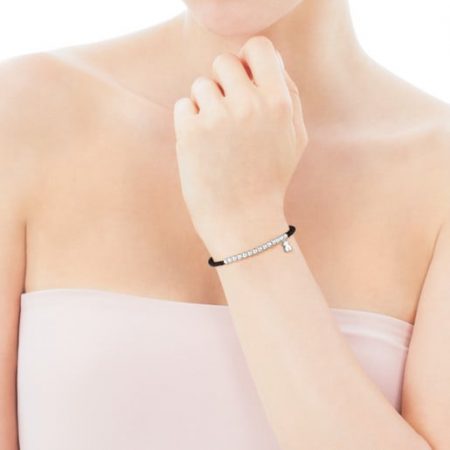 Pulsera de plata y cordón en color negro Hiper Micro Tous