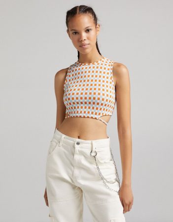 Top corto jacquard