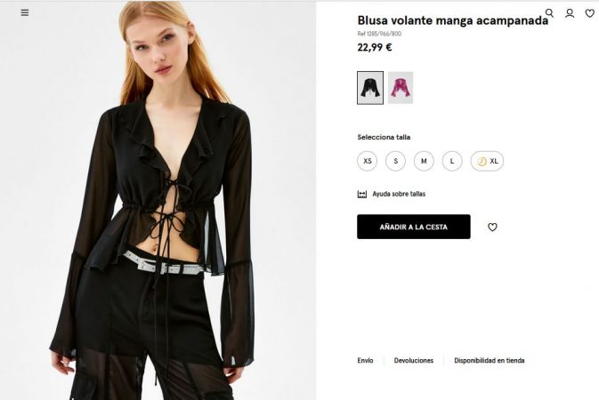 Blusa volante manga acampanada- Bershka