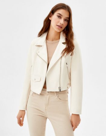 Cazadora biker efecto piel  Bershka