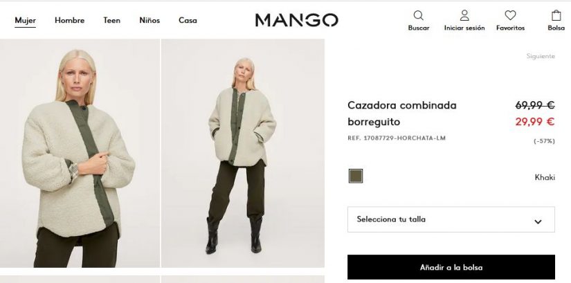 Cazadora combinada borreguito- Mango