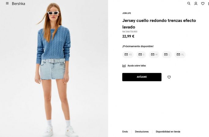 Jersey cuello redondo trenzas efecto lavado- Bershka