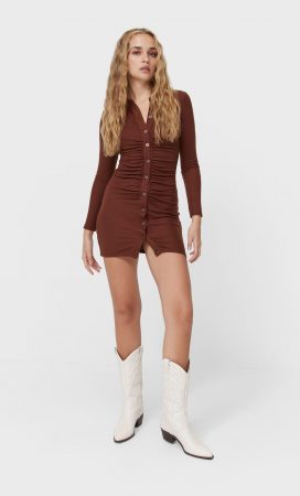 Para comuniones, bodas o fiestas: vestidos de gala de Stradivarius 8 Merca2.es Vestido polo fruncido Stradivarius