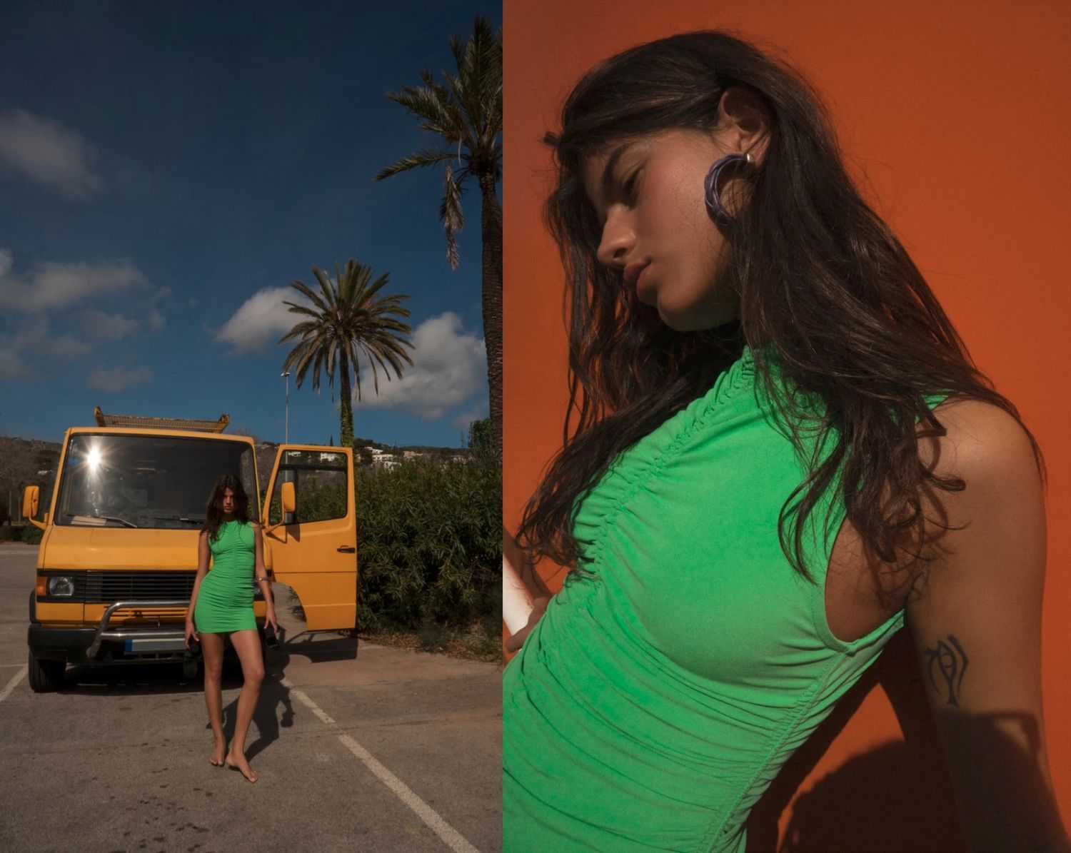 vestido de frunces zara