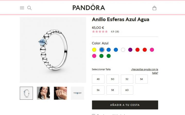 Anillo Esferas Azul Agua- Pandora