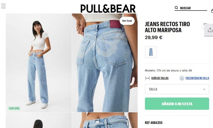 Jeans rectos tiro alto mariposa- Pull&Bear