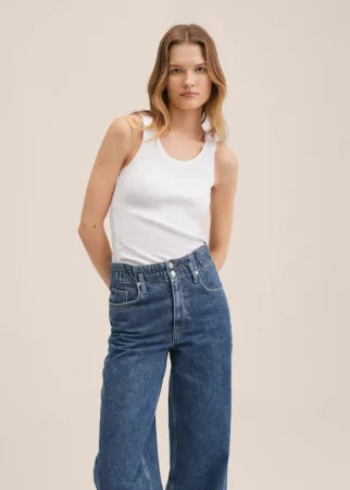Jeans Wideleg cintura elástica  