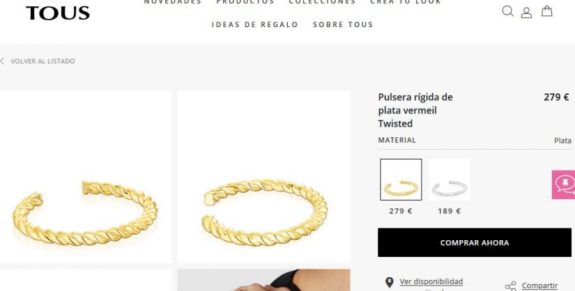 Pulsera rígida de plata