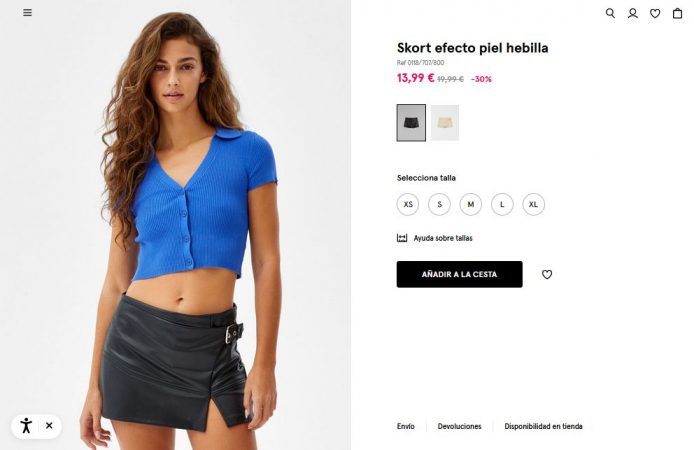 Skort efecto piel hebilla