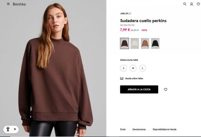 Esta sudadera básica de Bershka que pega con todo está al 50% 1 Merca2.es Sudadera cuello perkins- Bershka